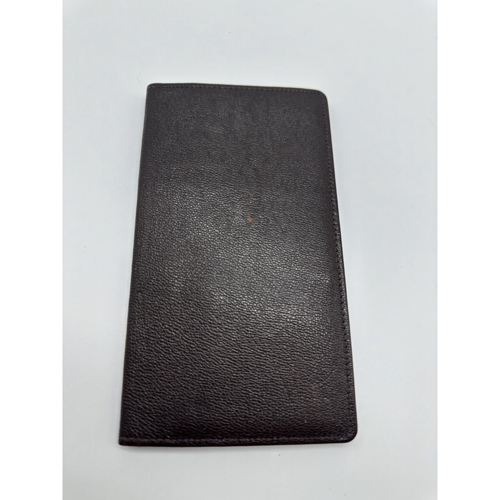 Vintage English Morocco Brown Leather Pocket Notepad Cover Secretary Wallet